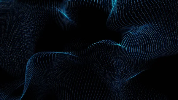 Abstract digital wave of particles. Futuristic point wave. Technology background. Dynamic blue particle wave. Futuristic point glowing wave. Flow digital structure.