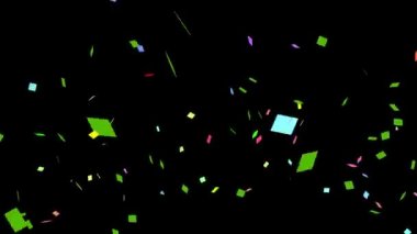 Konfeti Patlaması - 5 'li paket. Konfetilerin siyah ekrana düşüşünün renkli animasyonu. Böylece sahnenize ya da videonuza kolayca yerleştirebilirsiniz. Tatilleri onunla kutlarız..