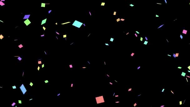 Explosão Confetti Animação Colorida Cair Confete Uma Tela Preta Para — Vídeo de Stock