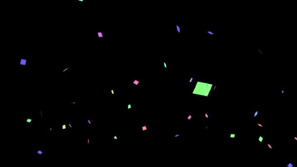 Confetti爆発 3のパック あなたは簡単にあなたのシーンやビデオにそれを配置することができますので 黒い画面に落ちるコンフェッティのカラフルなアニメーション それで休日を祝う — ストック動画