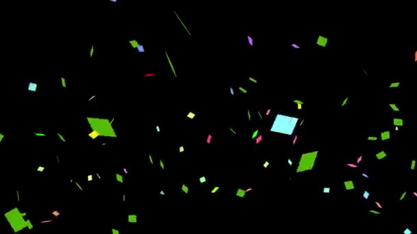 Explosão Confetti Pacote Animação Colorida Confetes Caindo Uma Tela Preta — Vídeo de Stock