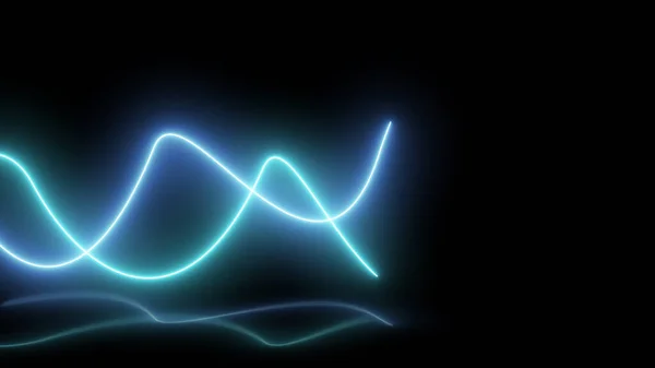 黒地に波ネオンの形をしたもの 輝く光の線 ダークネオンの背景 — ストック写真