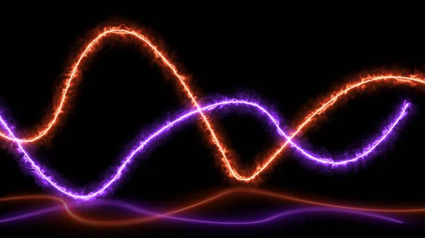 未来的な創造的な輝きの背景 3Dレンダリング 曲げ素晴らしいブレンド波線幾何学的イコライザー 黒地波ネオン形 — ストック写真