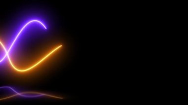 Soyut dalga neon çizgileri yansımayla hareket eder. 4k animasyon parlayan neon dalga.