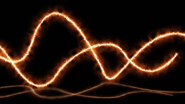 概要明るいオレンジ色の線の光エネルギー魔法の反射です 抽象的な火効果ネオンラインの背景 — ストック写真