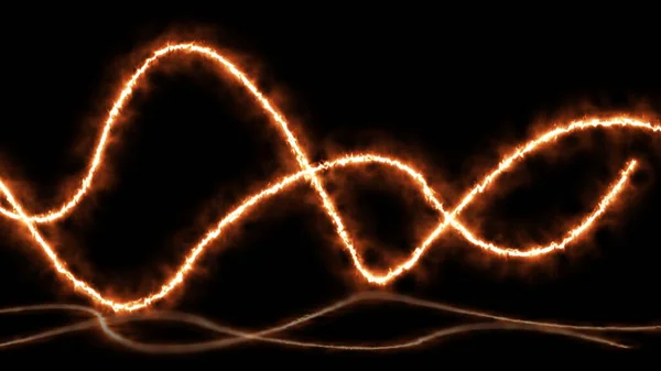 概要オレンジ色火ネオンエネルギーライン魔法の輝く背景 抽象的な火効果ネオンラインの背景 — ストック写真