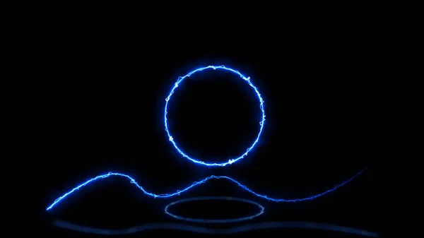 Abstracte Neon Achtergrond Leeg Podium Met Lijn Gradiënt Neon Ring — Stockfoto