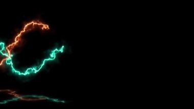 Soyut parlak neon çizgili esrar arazisi. Parlak çizgi döngüsü soyut 4K turuncu ve gökyüzü mavi neon ateş etkisiyle hareket eden animasyon.