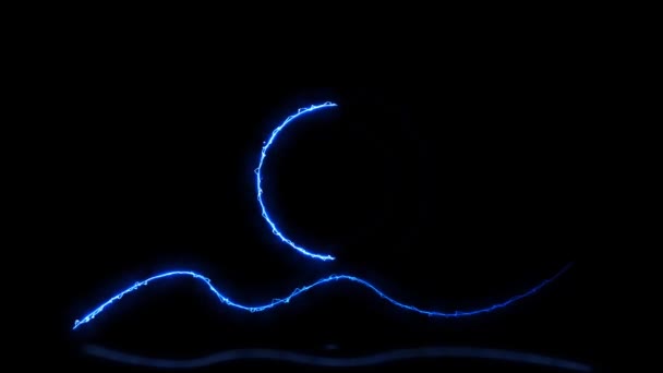 概要ネオン波のロゴアニメーションを明らかにする 青い丸みを帯びた空の空間のアニメーション — ストック動画
