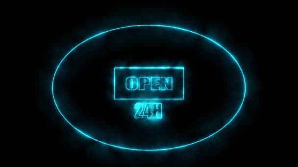Neon Open Sign Animaatio Tausta Neon Teksti Olemme Avoinna Laula — kuvapankkivideo