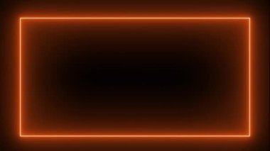 4k neon çizgileri animasyon çerçevesi. Hareketli çizgili dikdörtgen çerçeve. Siyah arkaplanda bakır renkleri ile parlayan neon çerçeve canlandırması.