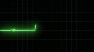 Kalp atışı monitörü EKG kardiyogram döngüsü. Kusursuz döngülü kalp monitörü animasyonu. Kalp atışı yeşil çizgi EKG monitörü. Neon etkisi kalp atışı çizgisi kusursuz döngü videosu.
