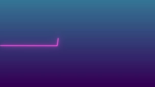 Неонова Лінія Частота Серцебиття Пульс Синьо Фіолетовому Екрані Кардіограма Синьо — стокове відео