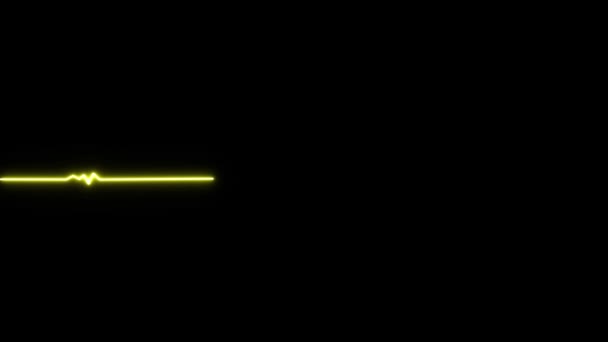 Siyah Arkaplanda Kardiyogram Siyah Arkaplanda Sarı Neon Hat Nabız Izi — Stok video