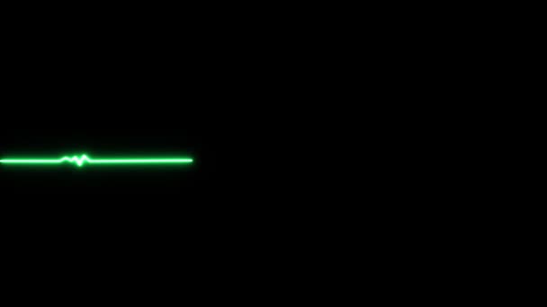ネオン効果ハートビートラインシームレスループビデオ パルスアニメーション ハートビート 黒を背景にした心臓グラム 緑のチャート — ストック動画
