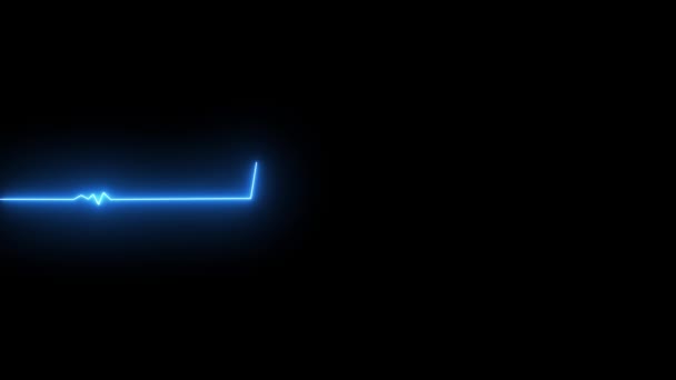 Pulsanimation Herzschlag Kardiogramm Auf Schwarzem Hintergrund Blaue Karte Neon Effekt — Stockvideo