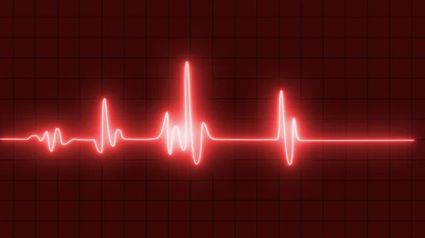 Pulsmätare Elektrokardiogram Vacker Röd Ljus Design Röd Bakgrund Hjärtklappsikon Illustration — Stockfoto