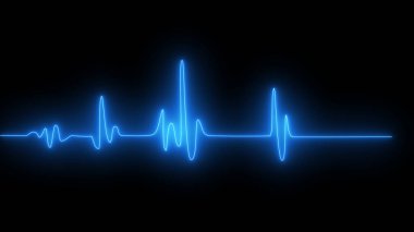 Kalp atışı EKG elektrokardiyogram neon hat dalgası. Ekg kardiyo kalp atışı kardiyoloji frekans monitörü