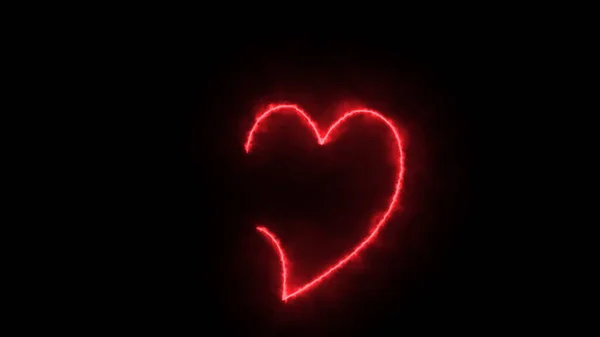 Corazón Con Una Luz Neón Brillante Sobre Fondo Negro — Foto de Stock
