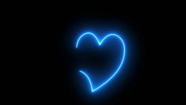 Hjerteformet Neon Lys Linje Isoleret Sort Baggrund Farverige Abstrakt Hjertelinje - Stock-foto