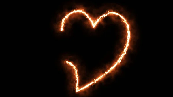 Sevgililer Günü Arkaplanını Ateş Efekti Neon Kalbiyle Özetle Ateş Etkisi — Stok fotoğraf