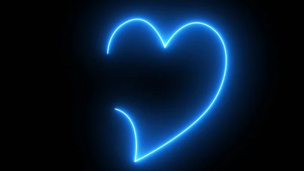 Μπλε Καρδιά Νέον Φωτεινό Φως Νέον Άδειο Πρότυπο Ημέρα Του — Φωτογραφία Αρχείου