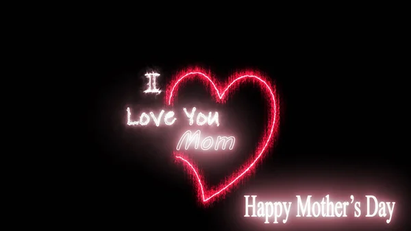 母亲节快乐的霓虹灯 设计模板霓虹灯标志 爱你的妈妈在心形 — 图库照片