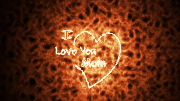 Love You Mom Heart Shape Love You Mom Fire Effect — Stock Photo, Image