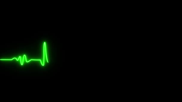 Neon Hatás Szívverés Vonal Zökkenőmentes Hurok Videó Kardiogram Kardiográf Oszcilloszkóp — Stock videók