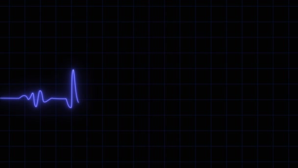 Ekg Bpm Loop Screen Blue Neon Symbol Design Znamení Úžasné — Stock video