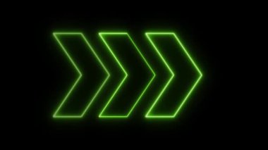 Neon yön göstergesi (işaret) ve 3 ok sağa dönük.