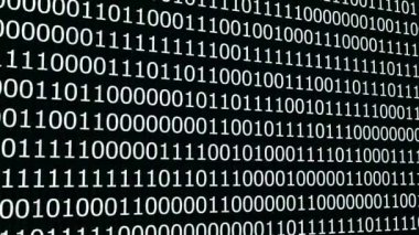 Dijital İkili Kod. Dijital veri kodu ikili sıfırlar ve birler siyah beyaz animasyon.