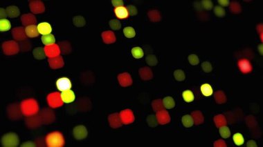 Soyut çok renkli kare ve noktalar hareketli grafikler arka planı. Renkli bloklar gibi yanıp sönen, titreyen mozaik..