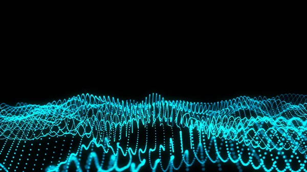 Цифровой Синий Цвет Игристых Волн Частицы Потока Абстрактного Фона Форма — стоковое фото