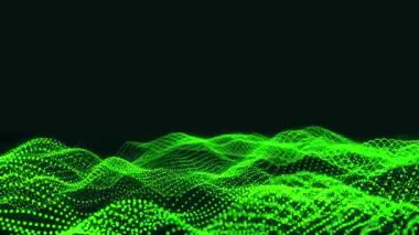 pürüzsüz nokta dalgası animasyonu. Soyut akışkan pürüzsüz pleksus fraktal dalga arkaplanı. Şebeke, noktalar örgüsü. Büyük veri bağlantısı. Kusursuz döngü canlandırması