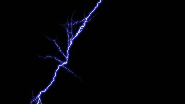 Lightning Black Sky Huge Lightning Bolt Isolated Black Background Branched — Stock Photo, Image