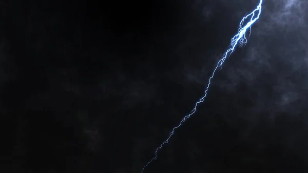 Belo Relâmpago Branco Noite Raio Num Céu Nebuloso Tempestuoso — Fotografia de Stock