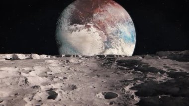 Pluto Ay yüzeyinden görünüyor Charon.