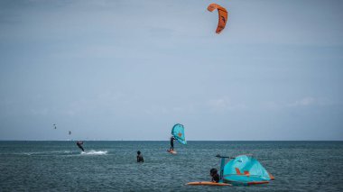 Leucate, France  April 29 & 30, 2022 - World Wind Championship preparation and training of athletes in kitesurf, wingsurf, windsurf in Leucate-La Franqui - France