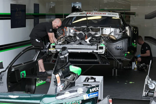 Le Mans / France - June 12-13 2022: 24 hours of Le Mans, In the stands last preparations of the cars the technicians of the racing team are active before the departuregg