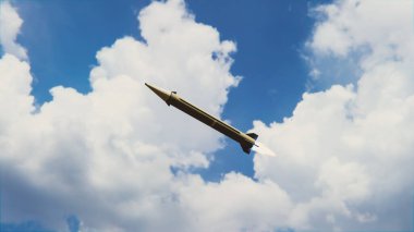 Missile flying in the sky, military long range rocket, 3d render clipart