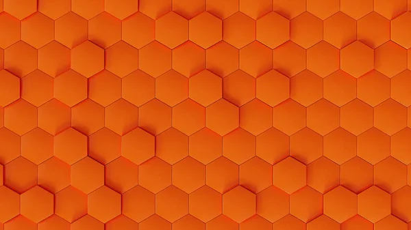 エステティックジオメトリ オレンジ六角形技術3D抽象背景 3Dレンダリング — ストック写真