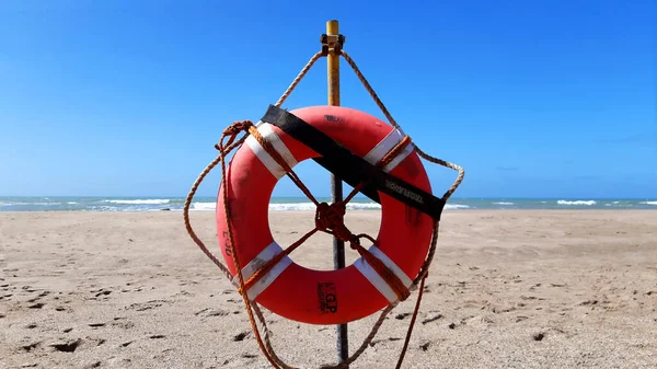 Sahilde cankurtaran şamandırası.