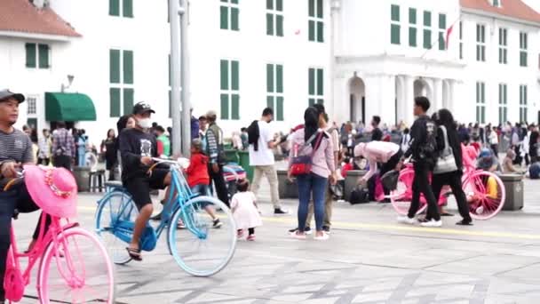 Yakarta Enero 2023 Ciudad Vieja Yakarta Viaje Bicicleta Clásico Por — Vídeos de Stock