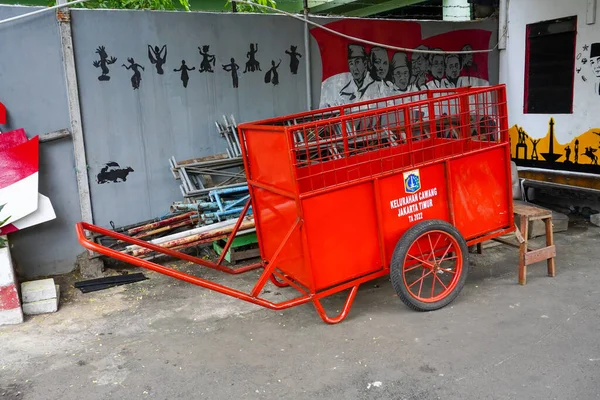 Parked Carts Garbage Carts Parked Alleys East Jakarta January 2023 — Stock Photo, Image