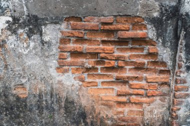 Grunge duvar arka planı. Yıpranmış tuğla bir duvarın yakın çekim görüntüsü