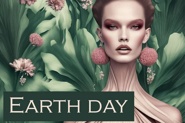 Vector Illustratie Voor Internationale Feestdag Earth Day Een Portret Van — Stockvector