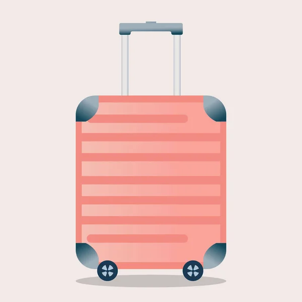 Vector Flat Illustration Bright Pink Suitcase Cartoon Style Travel Tourism — Stock Vector