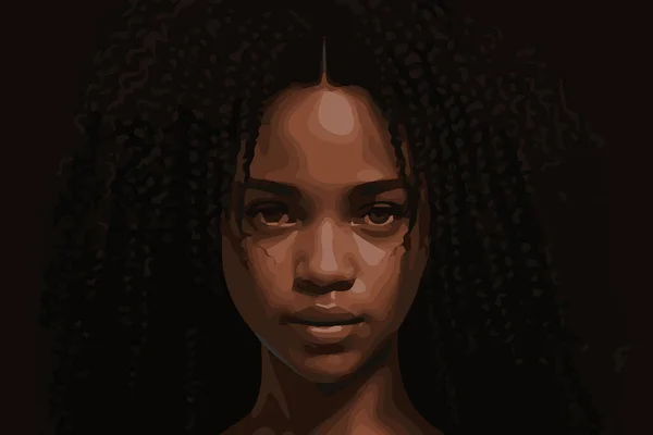 Africká Žena Dlouhými Vlasy — Stockový vektor