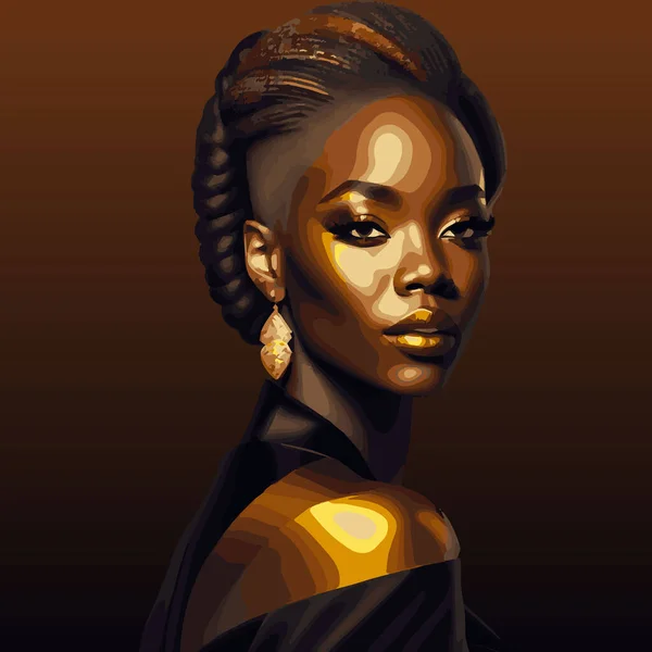 Schöne Afrikanisch Amerikanische Frau Mit Goldener Frisur — Stockvektor